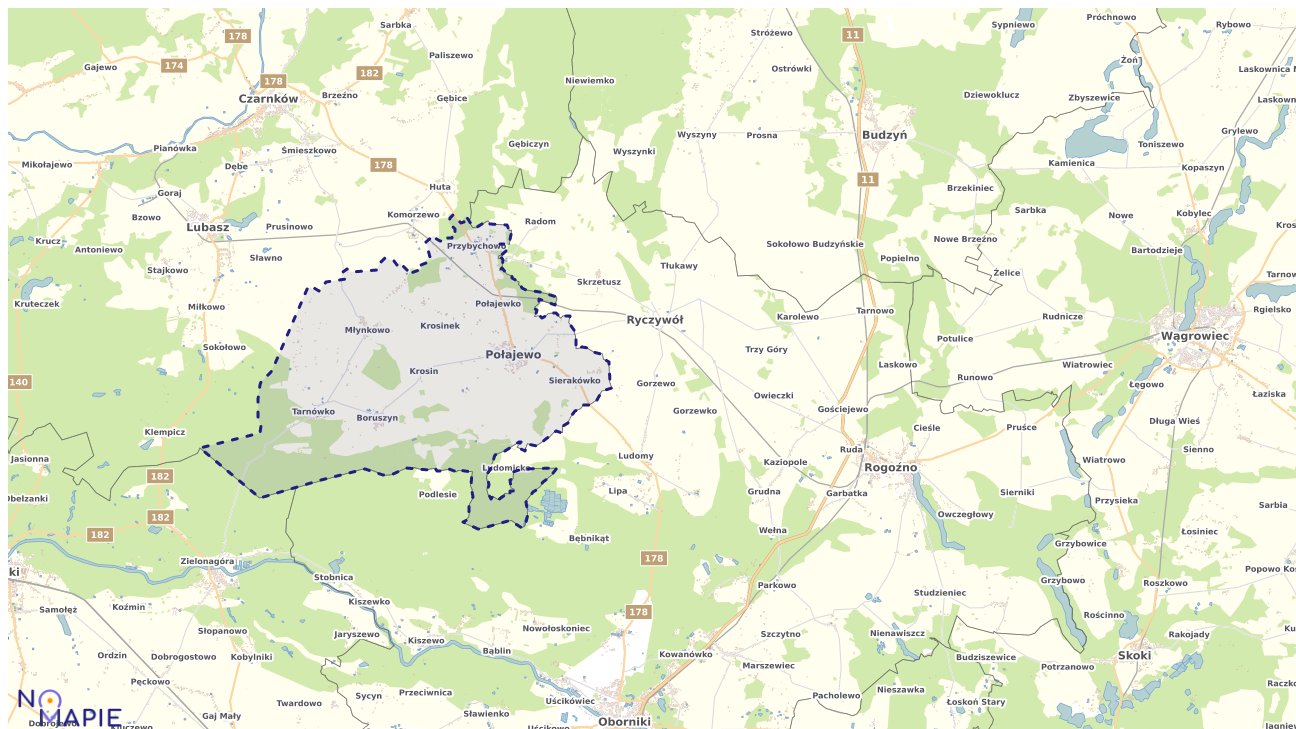 Mapa obszarów ochrony przyrody Połajewa