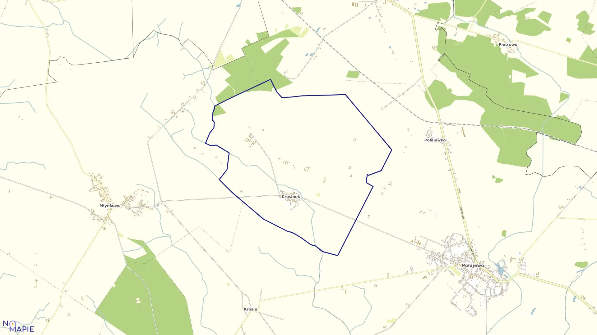 Mapa obrębu KROSINEK w gminie Połajewo